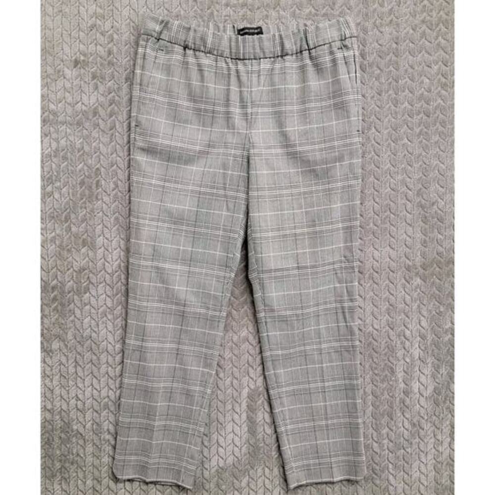 Banana Republic Track Pant Dress Pants Womens S Gray Plaid Elastic Waist Comfort